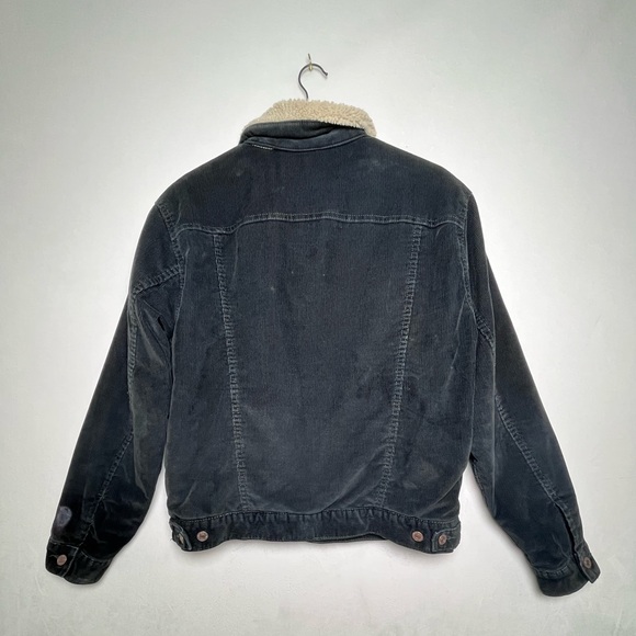 Levi’s Men’s Trucker Jacket/Coat Sherpa Lined Blk Corduroy Size S 70520 Vintage - Picture 2 of 6